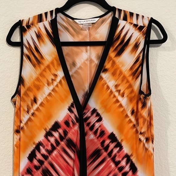 Peter Nygard Women’s Midi Dress Size 10 Pink Abstract Asymmetrical Lagenlook - Picture 4 of 14